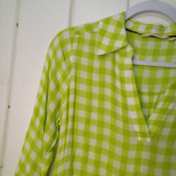 Soft Surroundings Shirt Women S Half Sleeve V-Neck Plaid Gingham Green - Picture 4 of 16